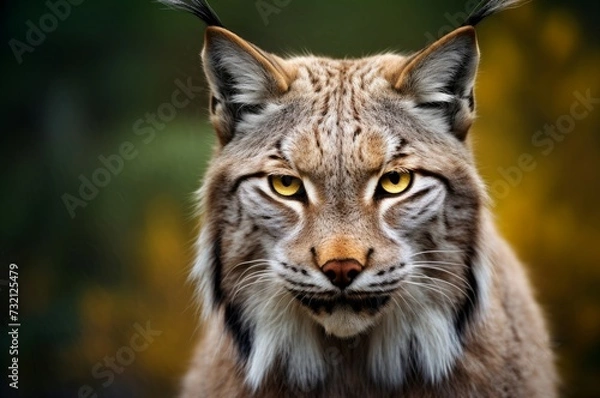 Fototapeta Elusive Lynx animal cat closeup. Nature outdoor forest big mammal. Generate Ai