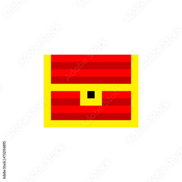 Obraz ドットで描かれた赤い宝箱のゲームイラスト