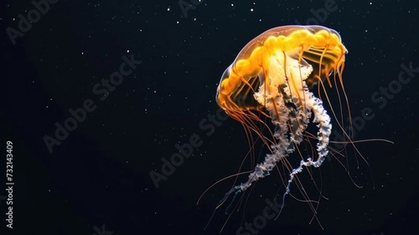 Fototapeta Pacific Sea Nettle in the solid black background