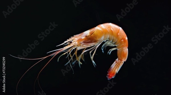Fototapeta Prawn in the solid black background