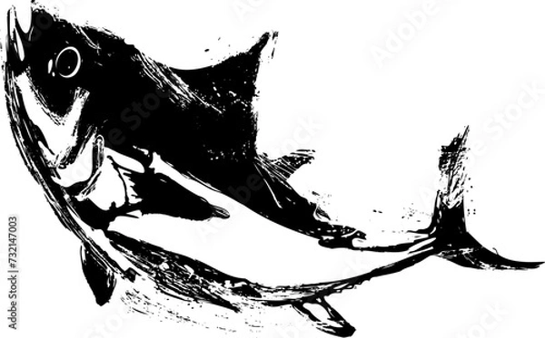 Fototapeta かすれたマグロの墨絵