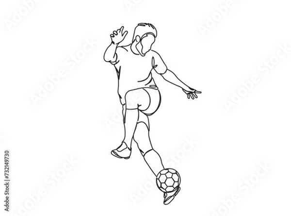 Obraz Soccer Player Single Line Drawing Ai, EPS, SVG, PNG, JPG zip file
