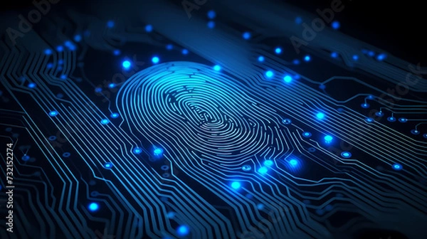 Fototapeta Cyber security, data protection, cyber attack concept on blue background