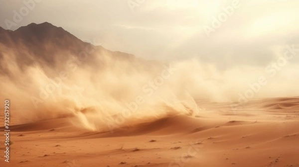 Obraz A desert landscape during a sandstorm