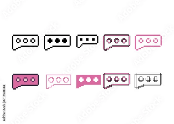 Fototapeta Pixel art outline sets icon of dialog chat variation color. Dialog chat icon on pixelated style. 8bits perfect for game asset or design asset element for your game design. Simple pixel art icon asset.