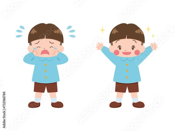 Obraz 泣いている男の子と笑顔の男の子のセット