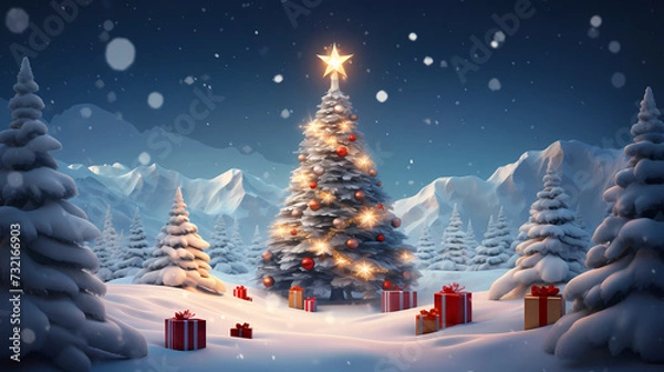 Obraz Christmas tree, Christmas background