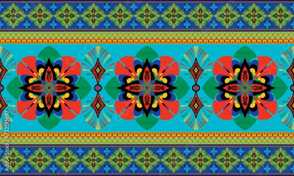 Obraz African ethnic native pattern.Traditional kente,ankara,kitenge,chitenge,capulana african wax print fabric pattern.Abstract vector motif pattern.For fabric,clothing,blanket,carpet,woven,wrap,decoration