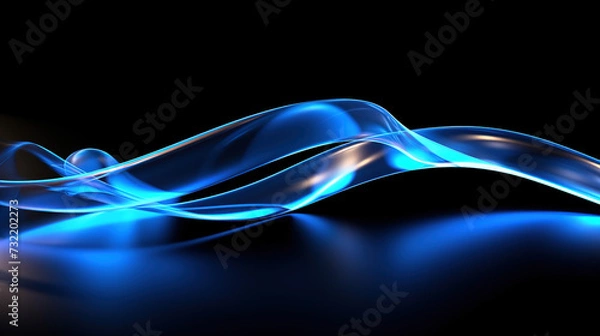 Fototapeta blue wave shape abstract technology background.Dark blue and glow particle abstract background.Blue social network background.Technology Network Background.