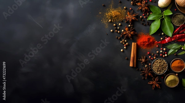 Obraz kitchen spices over dark background