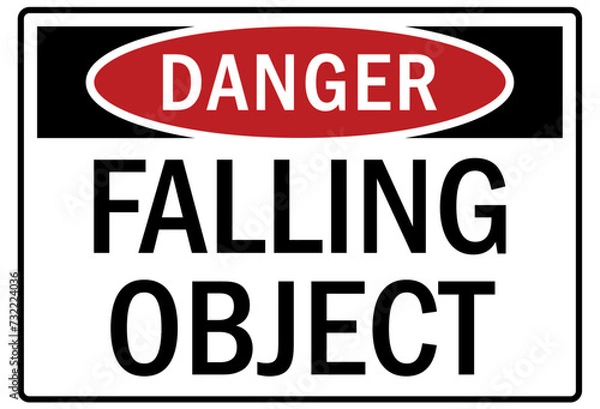 Fototapeta Falling material warning sign falling object
