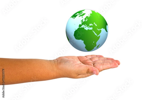 Fototapeta Child hand holding the planet