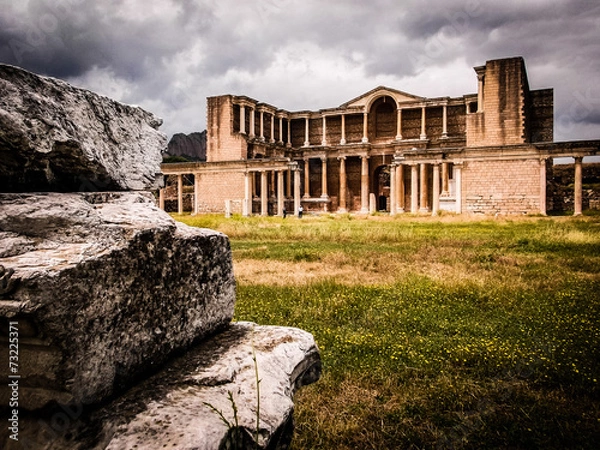 Fototapeta Sardis Ruins. Historical Background with Engaging Copy Space.