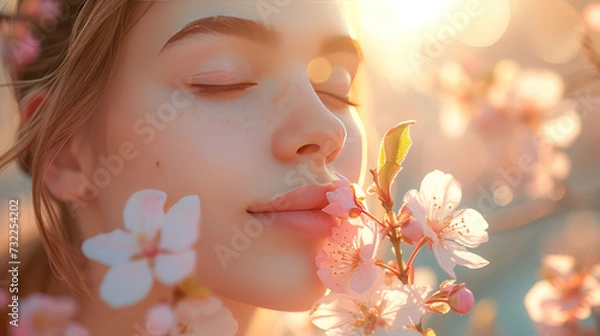 Obraz portrait of a woman with flowers