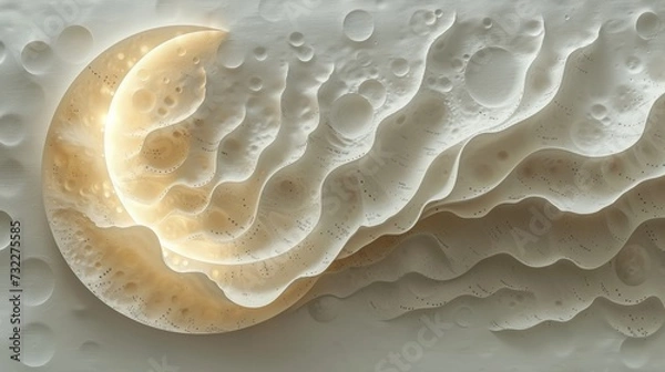 Fototapeta sand in the shape of a crescent moon. ramadan kareem or eid mubarak background.