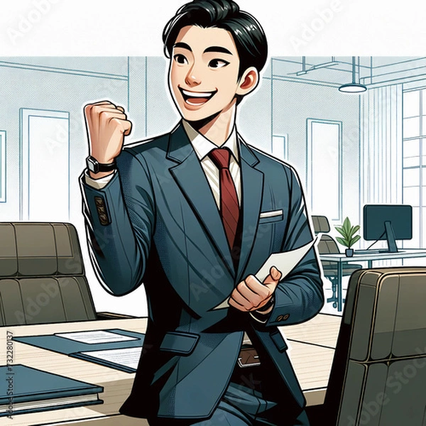Obraz ガッツポーズをする男性、ビジネスマン
