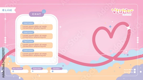 Obraz Vtuber anime streamer background template editable. 