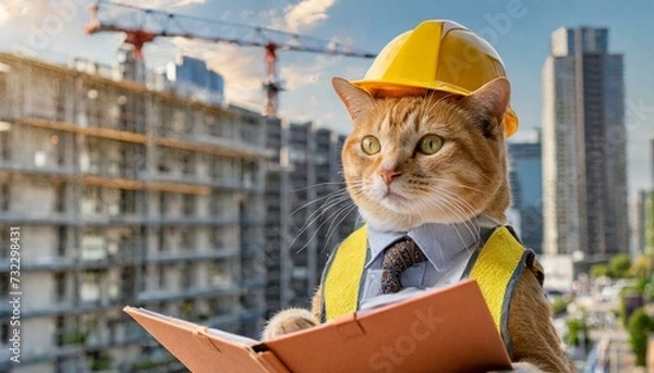 Obraz 工事現場で働く猫