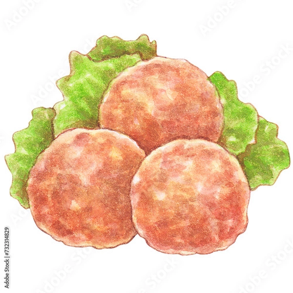 Obraz chicken kofta watercolor style, snacks and appetizers food