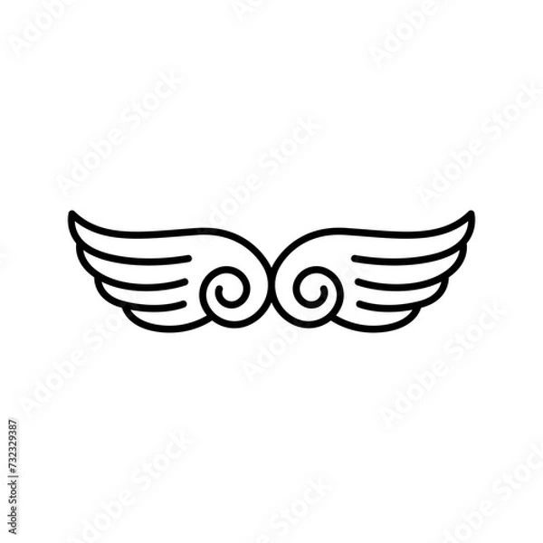 Fototapeta Wings line icon vector design