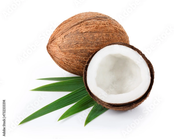 Obraz Coconut with half and leaves