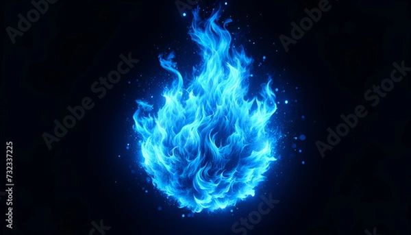 Fototapeta Dynamic blue flames with a mysterious glow emerge from the darkness, creating a striking contrast suitable for powerful visual narratives.
Generative AI.
