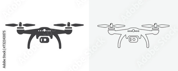 Fototapeta Drone black icon. Vector drone icon black design. drone icon symbol design drone icon or logo isolated sign symbol vector illustration black drone on white background vector art