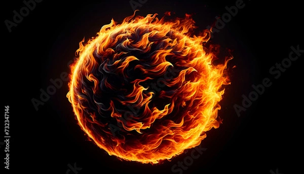 Fototapeta Intense and glowing fire loop, isolated on black, illustrating energy and heat for creative illustrations or graphic elements.
Generative AI.