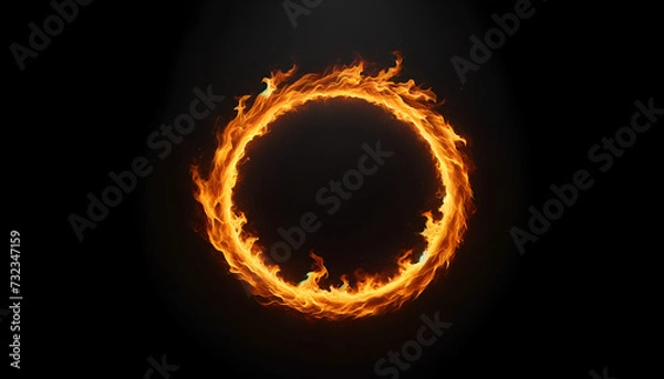 Fototapeta Dynamic ring of fire against a stark black backdrop, capturing the raw power of flame in motion for bold visual projects.
Generative AI.