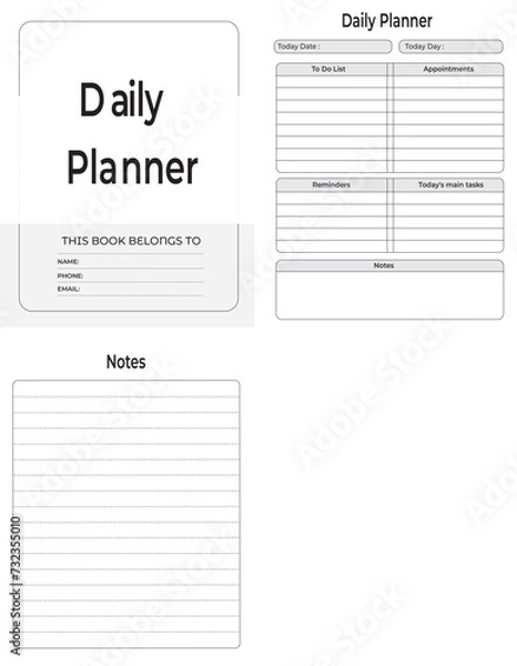 Obraz Editable Daily Planner Kdp Interior printable template Design.