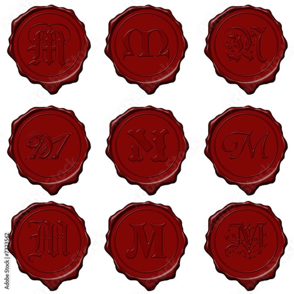 Fototapeta Wax seal alphabet letters - M