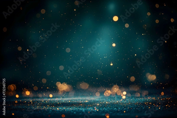 Fototapeta Magical Glittering Particles on Dark Blue Abstract Background