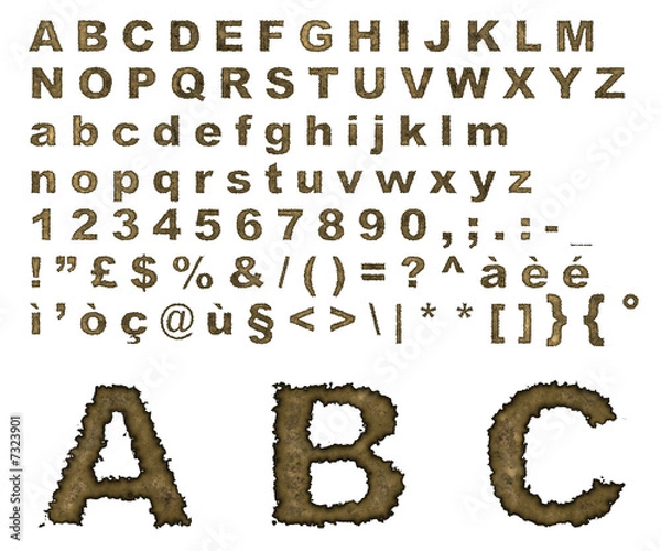 Obraz Burnt parchment alphabet