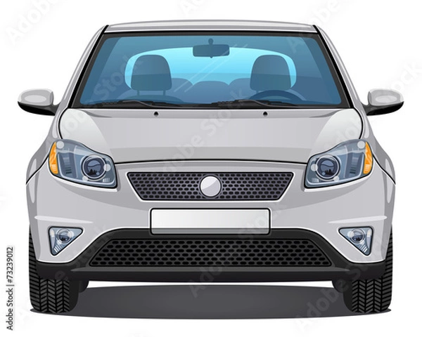 Fototapeta Vector srebrny samochód - widok z przodu | widoczna wersja wnętrza