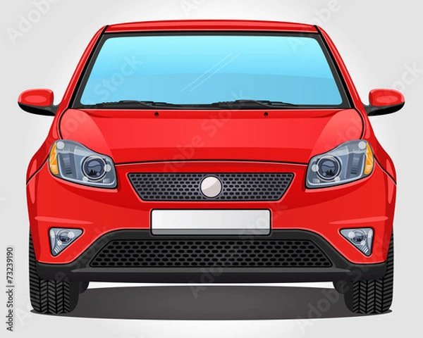 Fototapeta Vector red Car - Front view