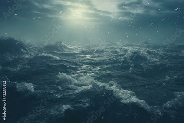 Fototapeta Tranquil Ocean calm waves. View cool surface. Generate Ai