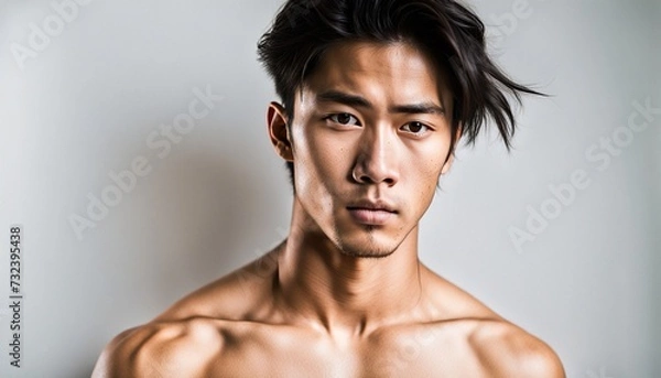 Fototapeta Asian Man with Deeply Depressed Expression Portrait Isolate 