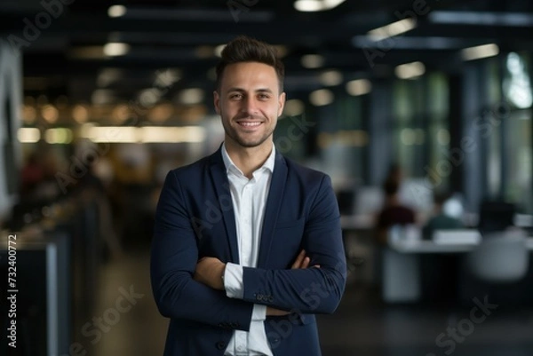 Fototapeta Organized Office smiling professional. People team. Generate Ai