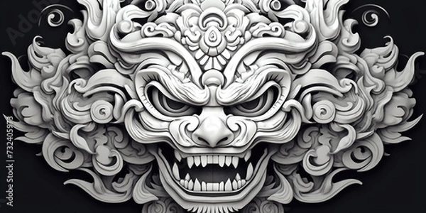 Fototapeta A black and white photo of a mask. Suitable for various creative projects