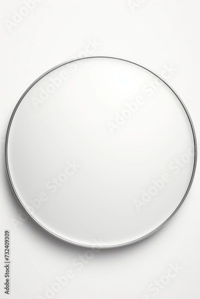 Fototapeta A round mirror hanging on a white wall. Perfect for adding a touch of elegance to any room