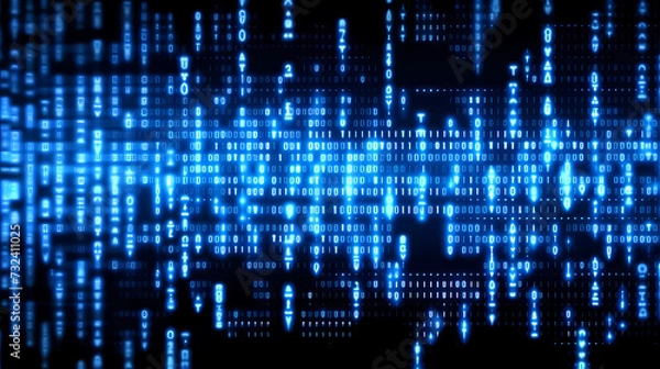 Fototapeta Digital technology hexagon cyber security concept, blue technology background