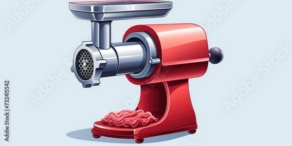 Fototapeta A red meat grinder sitting on top of a table. Suitable for culinary and kitchen-themed designs