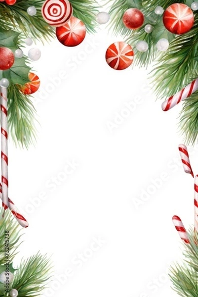 Fototapeta A festive frame made of candy canes, perfect for adding a touch of Christmas cheer to your designs