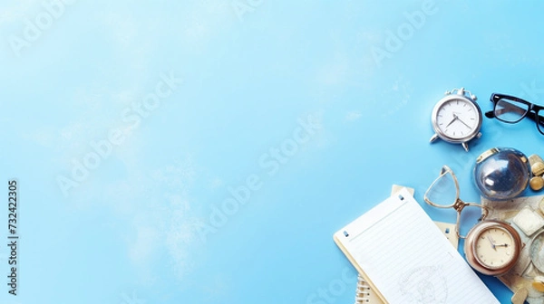 Fototapeta travel concept with world map books and sun glasses