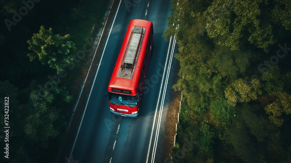 Fototapeta red bus on the road