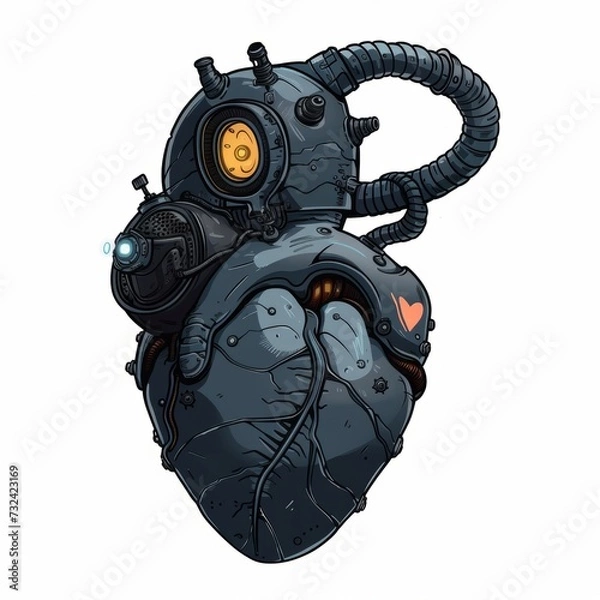 Fototapeta adorable robot's heart, bursting with charm, Generative AI