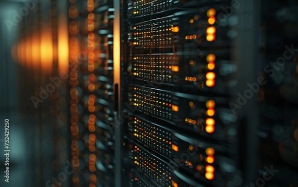 Fototapeta A Row of Servers in a Server Room