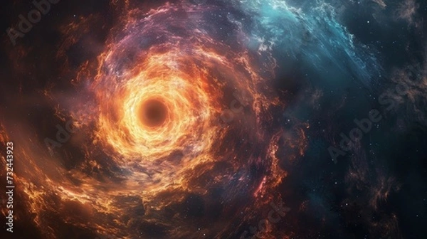 Fototapeta Step into the vibrant, swirling cosmos at this art show, where radiant colors and enigmatic designs transport you to a celestial dreamscape.