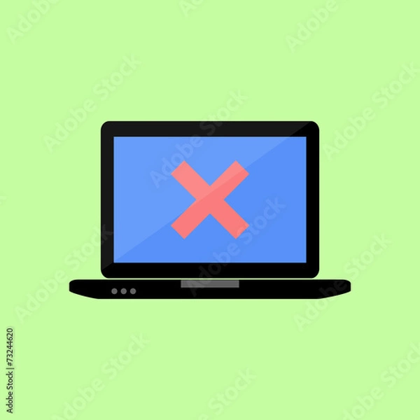 Obraz Flat style laptop with red cross