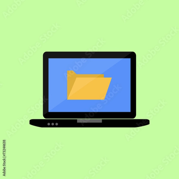 Fototapeta Flat style laptop with folder